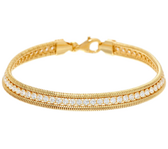 Diamonique Gold Clad Sterling Silver Tennis Bracelet 7-1/4"