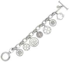 C. Wonder Knife Edge Rolo Link Signature Silver Tone Charm Bracelet Small