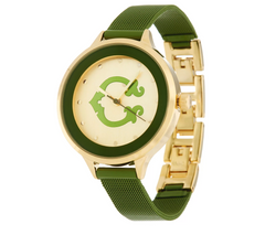 C. Wonder Signature "C" Round Dial Mesh Strap Olive Watch