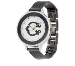 C. Wonder Signature "C" Round Dial Mesh Strap Gun Metal Watch
