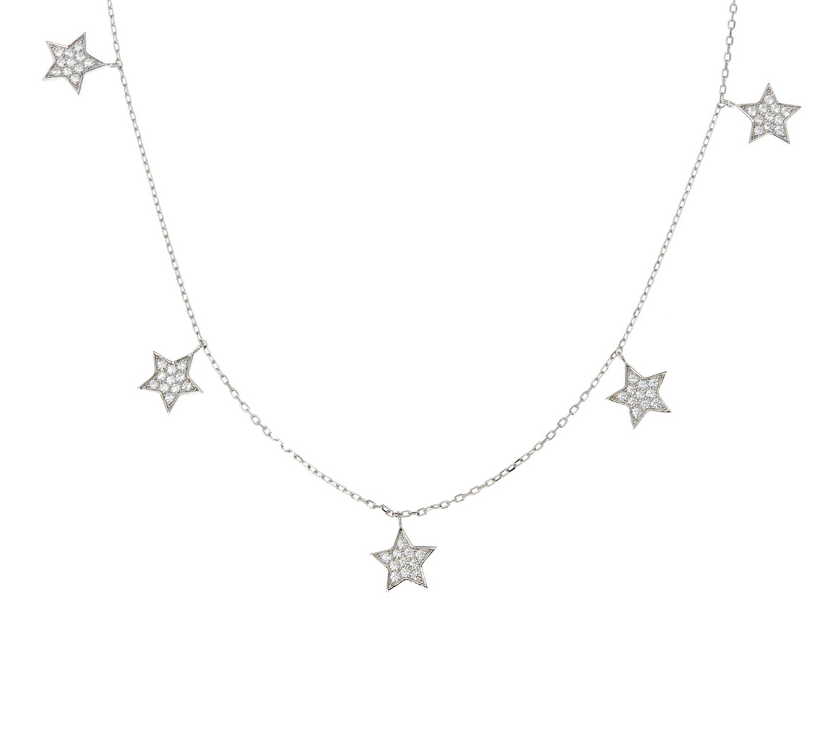 Diamonique Motif Star Dangle Sterling Silver Necklace