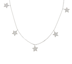 Diamonique Motif Star Dangle Sterling Silver Necklace