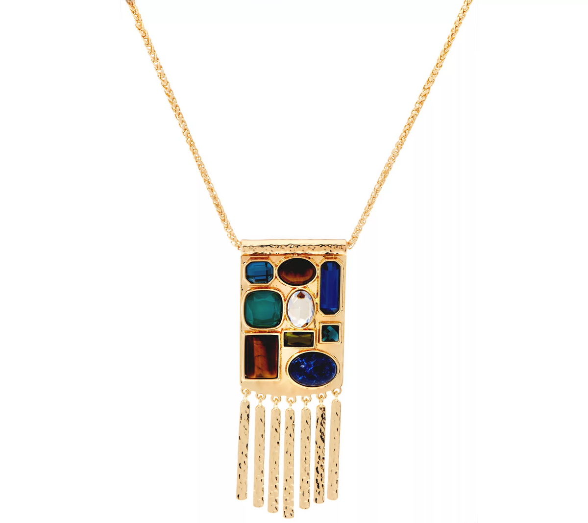 C. Wonder 30" Wheat Chain Multi-Stone Station Necklace
