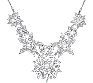 C. Wonder 19" Starburst Statement Silver Stone Clear Necklace
