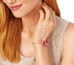 Isaac Mizrahi Live! Adjustable Coral Crystal Flower Bracelet