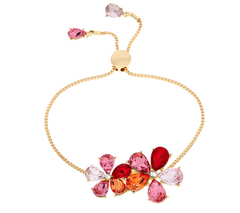 Isaac Mizrahi Live! Adjustable Coral Crystal Flower Bracelet