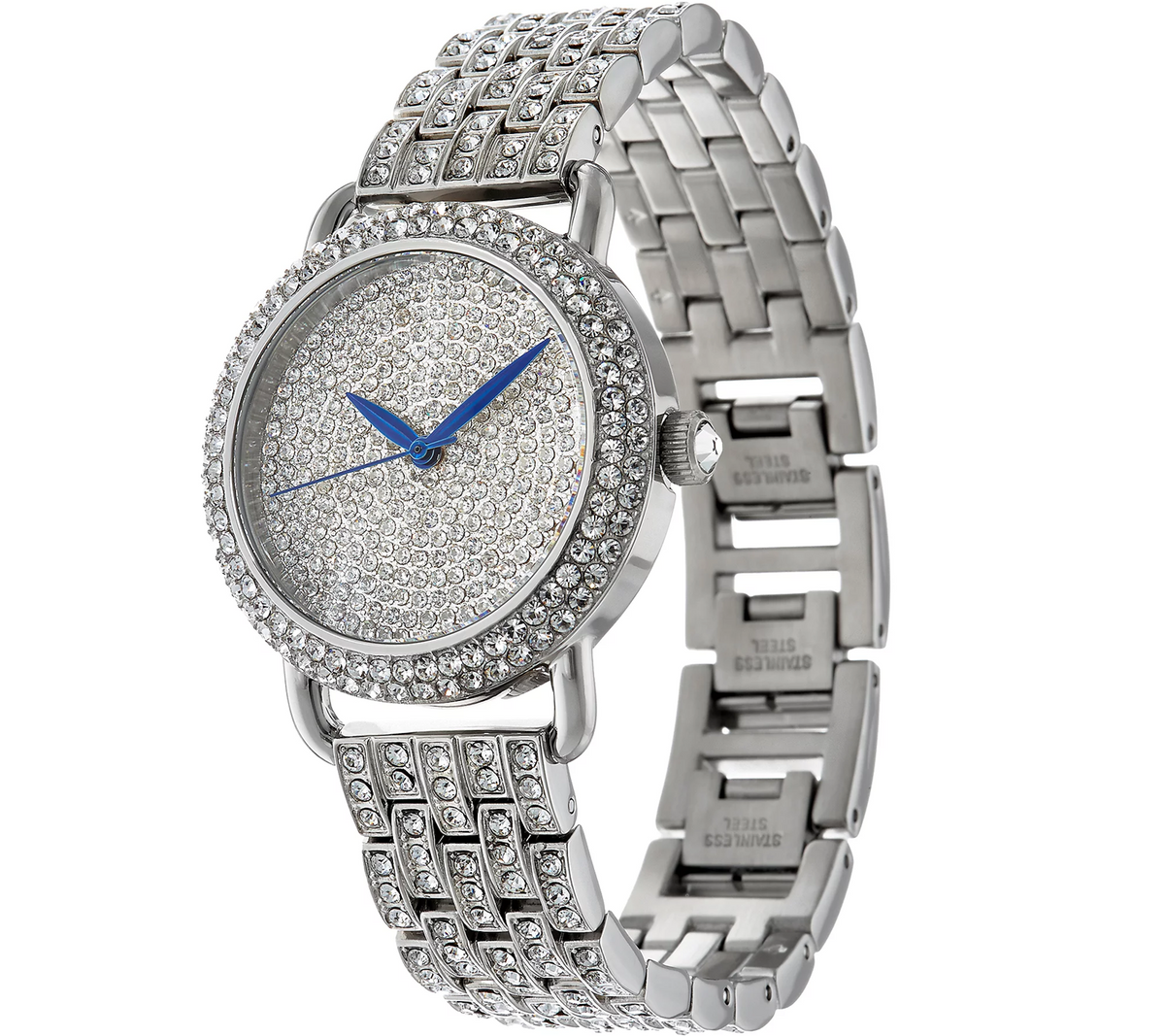 Stainless Steel Pave' Crystal Bracelet Watch