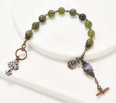 Connemara Marble Bronzetone Antiqued Mint Rosary Bracelet Avg
