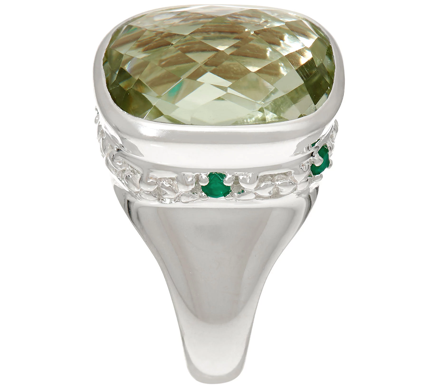 JMH Jewellery Sterling Silver and Green Agate Gemstone Ring Size 5