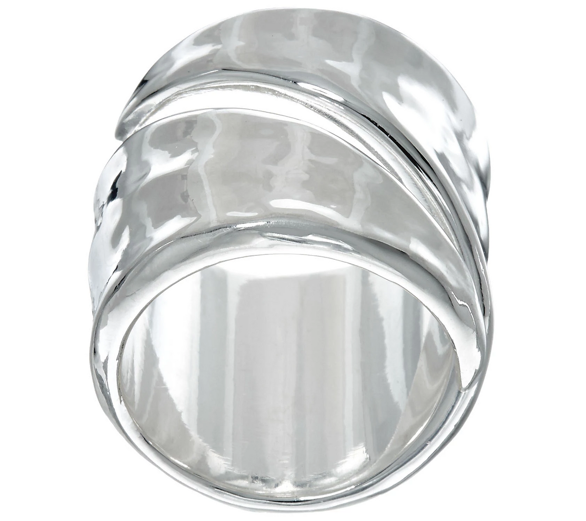 RLM White Bronze Coil Ring, silver tone, size 6