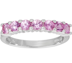 QVC Colors of Sapphire Pink 7-Stone Band Sterling Silver Ring Size 7