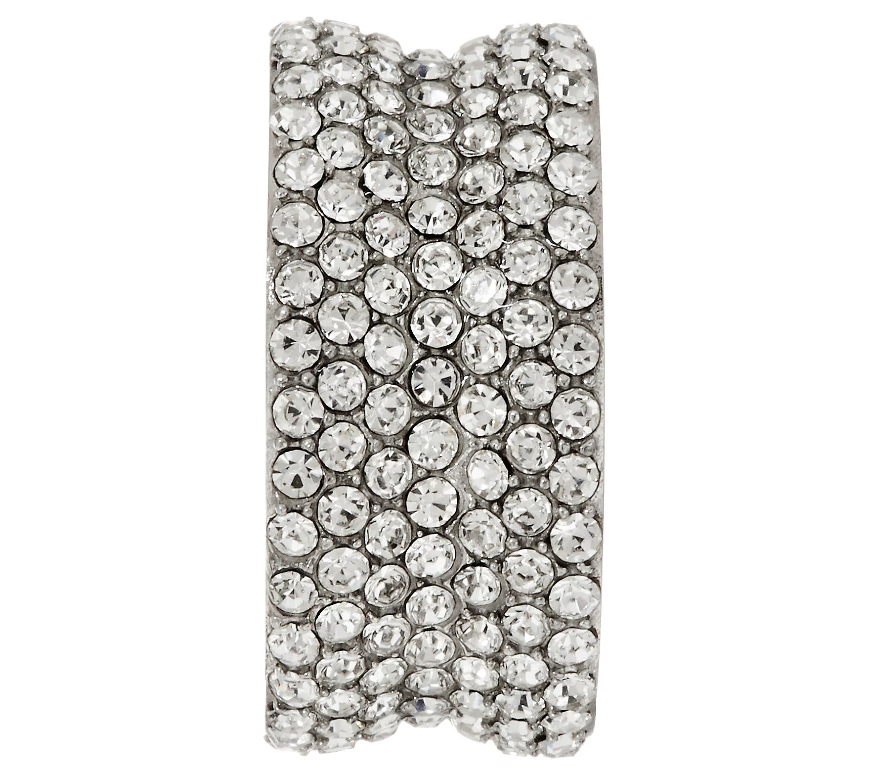 Stainless Steel Concave Pave Crystal Eternity Band Ring, Size 7