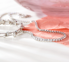 Diamonique 22.00 cttw 30" Tennis Necklace Sterling Silver