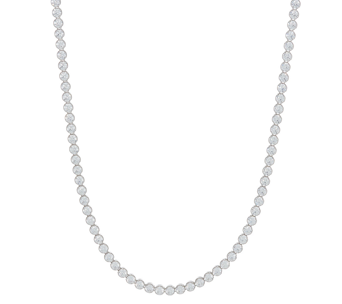 Diamonique 22.00 cttw 30" Tennis Necklace Sterling Silver