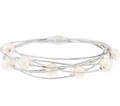 Honora Cultured Pearl Multi-Strand Sterling Silver Bracelet 6-3/4"