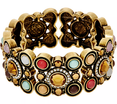 LOGO Links by Lori Goldstein Bubble Stretch Antiqued Goldtone Bracelet