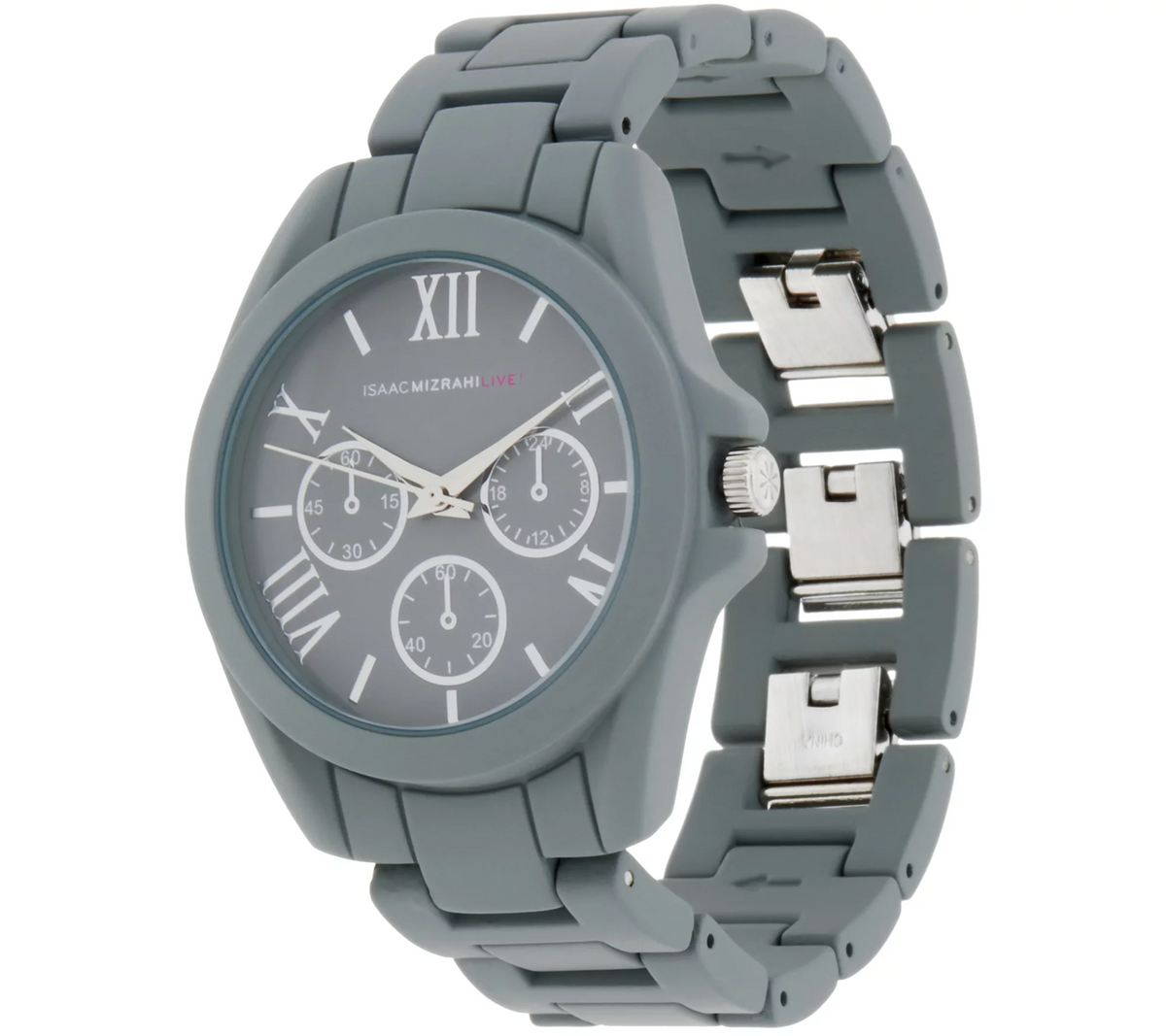 Isaac Mizrahi Live! SOHO Grey Matte Finish Round Dial Bracelet Watch