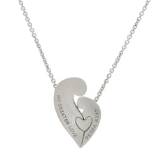 No Greater Love Sterling Silver Heart Pendant on Chain by Petra Azar