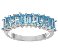 Baguette Semi-Precious Gemstone Sterling Band Ring Size 8