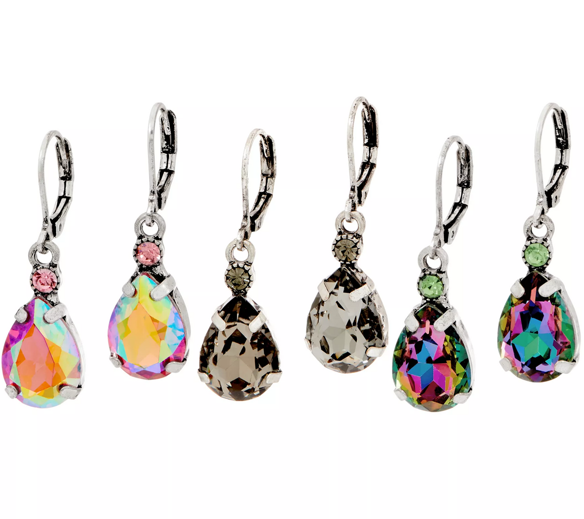 Joan Rivers Set of 3 Vintage Style Silvertone Teardrop Earrings