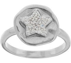 Diamonique Motif Ring Sterling Silver, Size 10