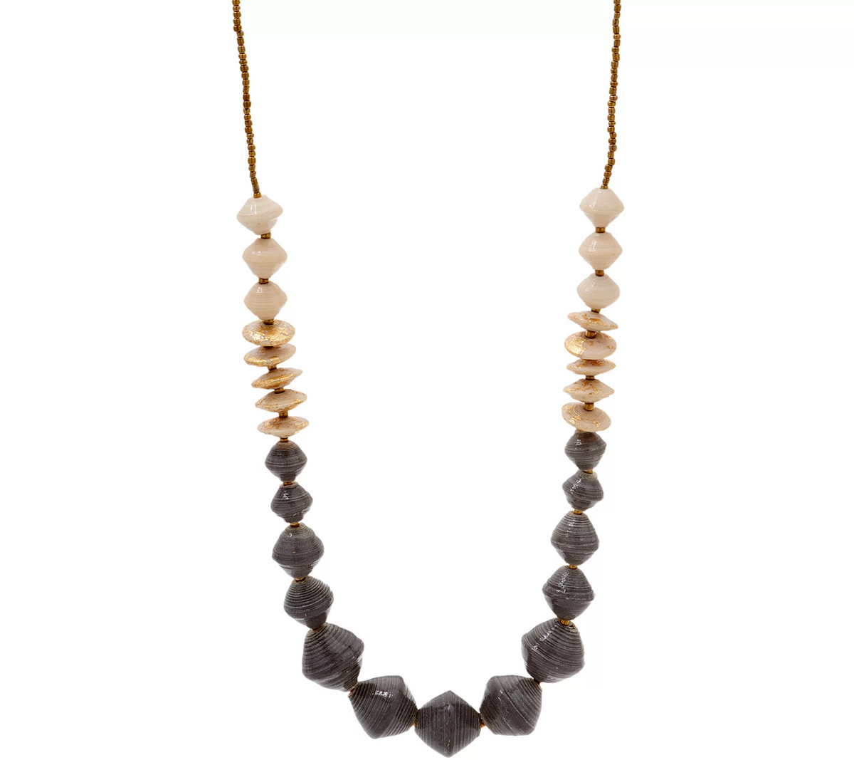 31 Bits Grey/Cream Color Beaded Cobblestone Necklace