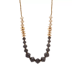31 Bits Grey/Cream Color Beaded Cobblestone Necklace