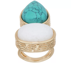 Samantha Wills 'Here Comes the Sun' Smooth Blue Calcite Bold Ring Size 6