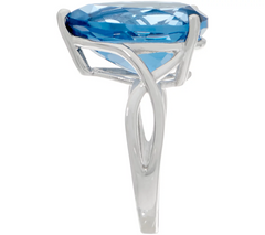 Pear Blue Color Sterling Silver Fluorite Ring, Size 10