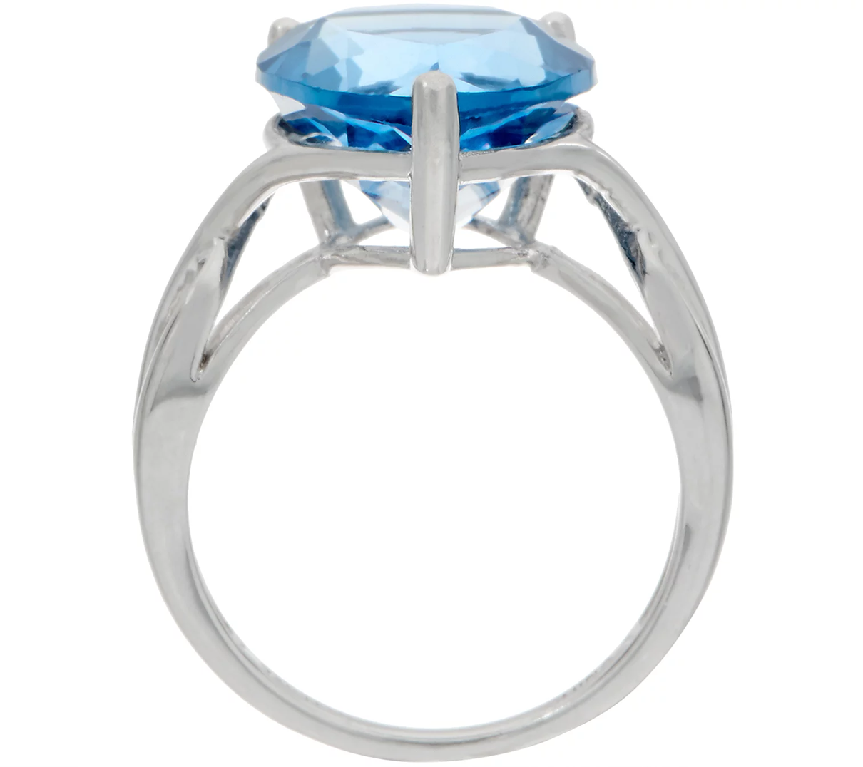 Pear Blue Color Sterling Silver Fluorite Ring, Size 10