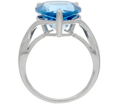 Pear Blue Color Sterling Silver Fluorite Ring, Size 10