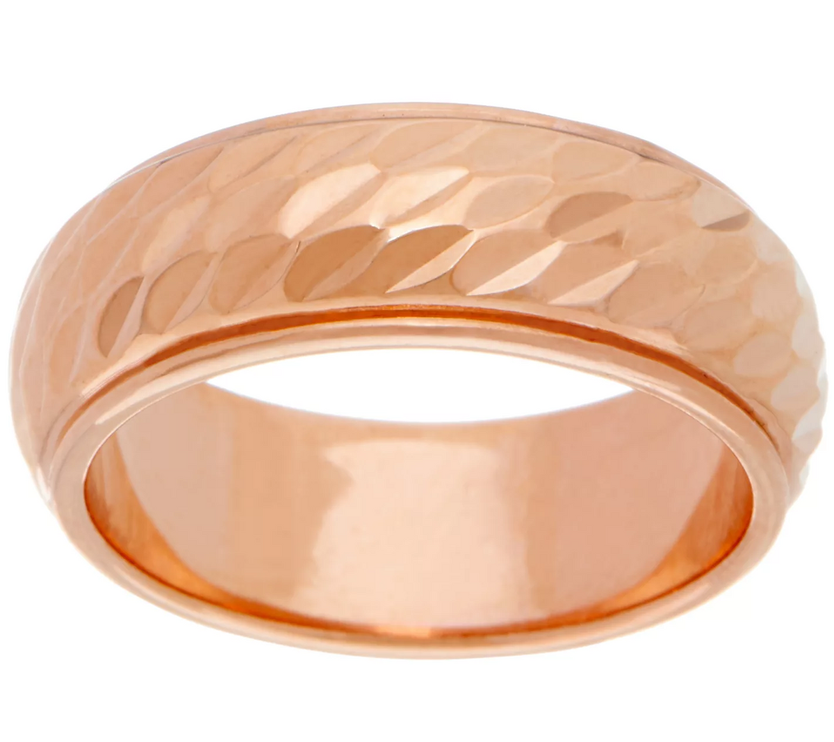 Sterling Silver Diamond Cut Inlay Band Ring by Silver Style, Rose tone, Size 8