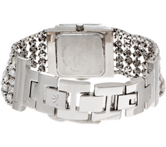 Isaac Mizrahi Live! Crystal Mesh Mother-of-Pearl Silver Tone Bracelet Watch