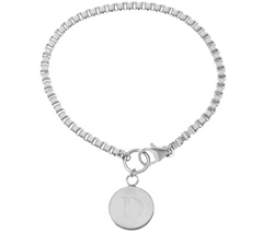 White Bronze Polished Initial Disc Bracelet by Bronzo Italia Avg