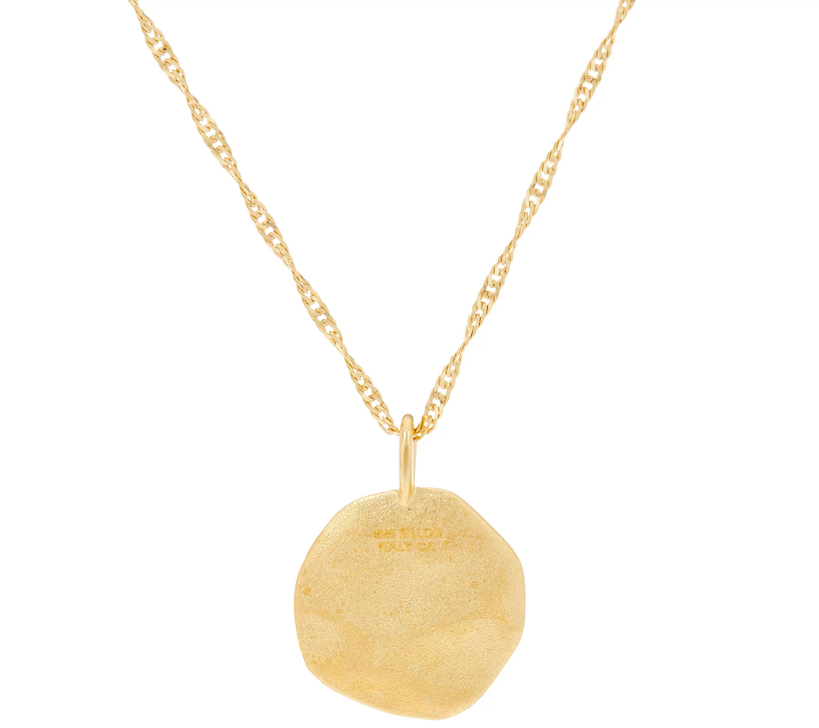 Diamonique Motif "Angel Wings" Pendant with Chain 14K Yellow Clad