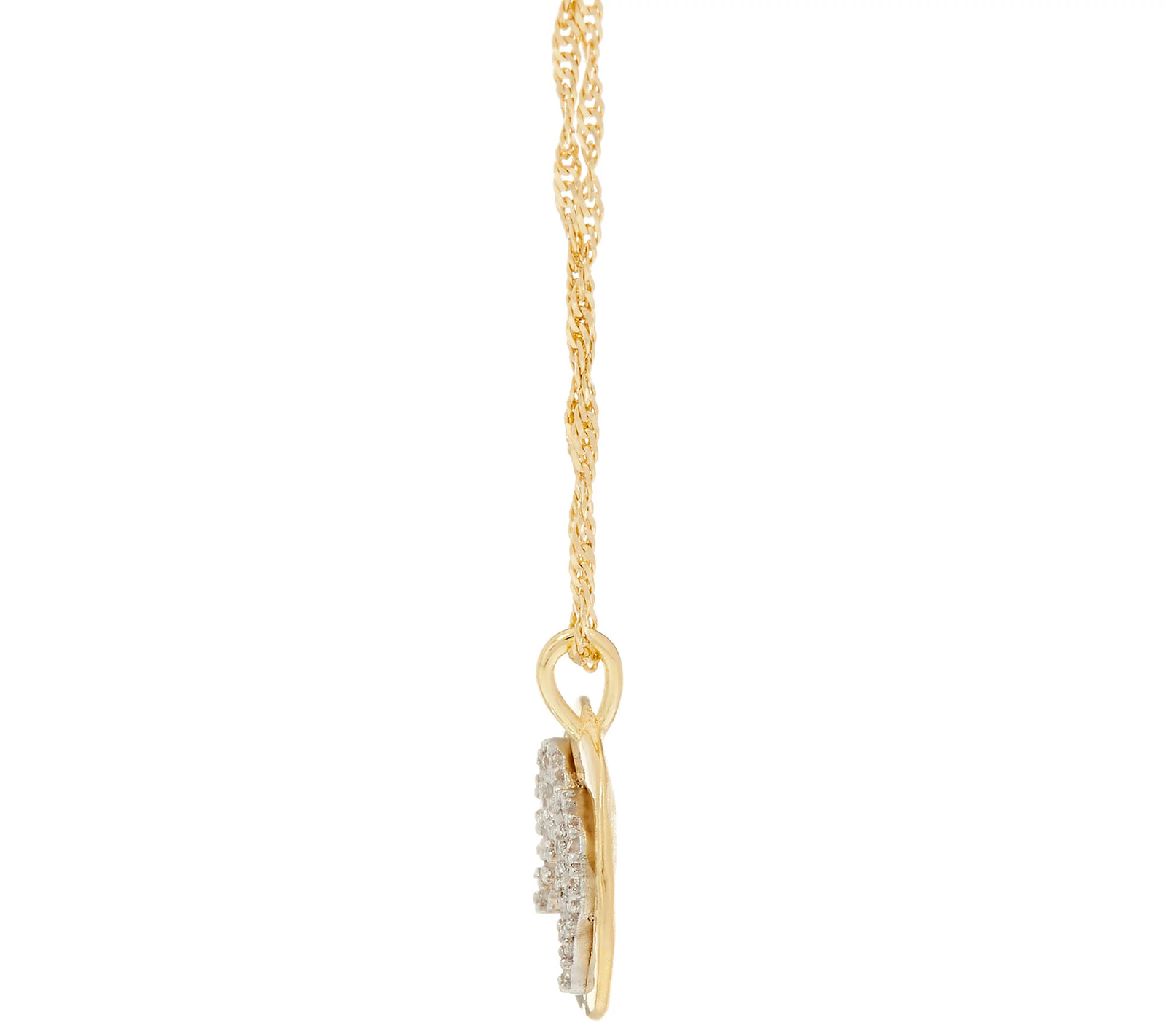 Diamonique Motif "Angel Wings" Pendant with Chain 14K Yellow Clad