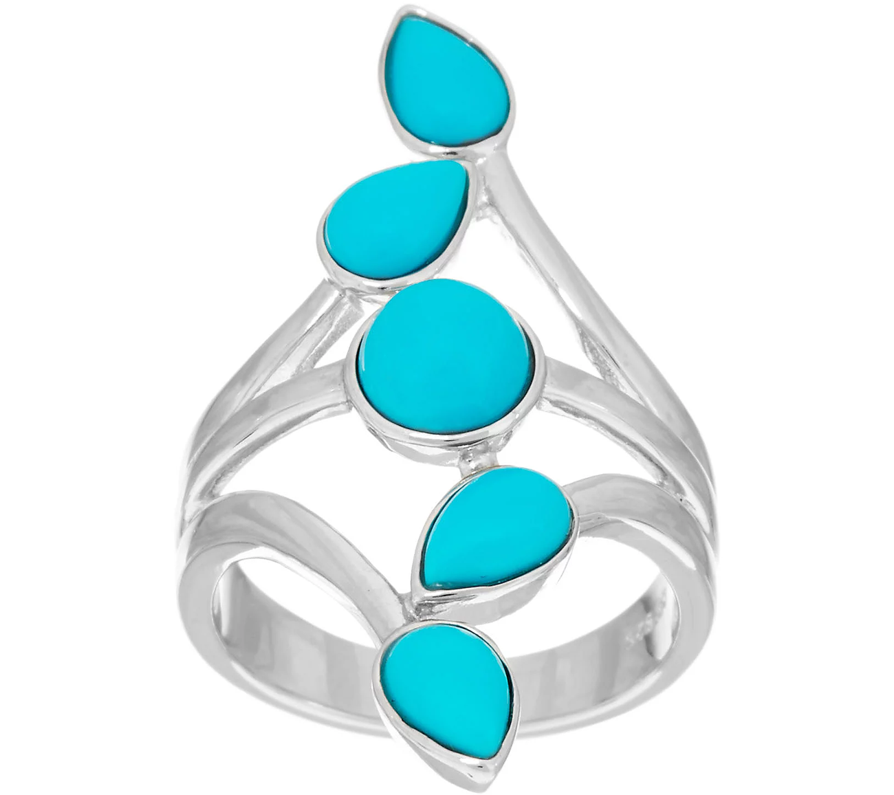 Multi- Cut Sleeping Beauty Turquoise Sterling Ring, Size 6