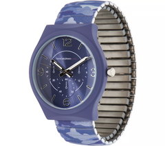 Isaac Mizrahi Live! SOHO Soft Touch Camo Expansion Leather Wat Aqua Watch Avg