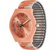 Isaac Mizrahi Live! SOHO Soft Touch Camo Expansion Leather Wat Orange Watch Avg