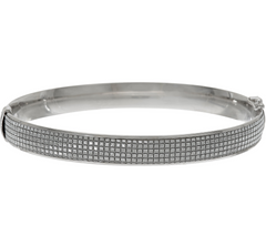 Italian Silver Glitter Oval Bangle Bracelet Avg
