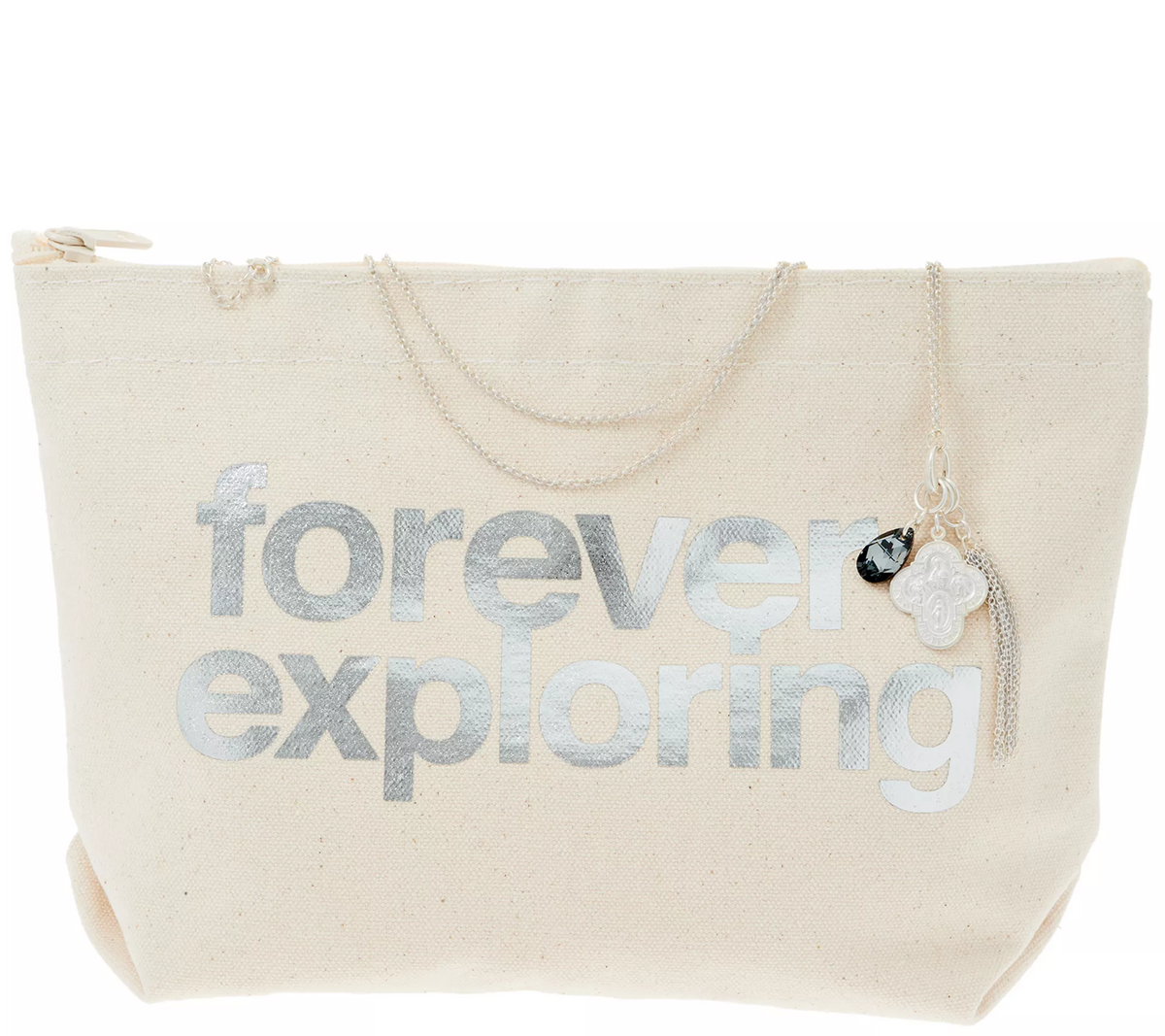 Dogeared Protection Cluster Silver Tone Necklace and Pouch