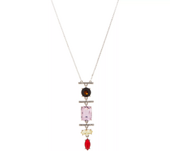 LOGO Links by Lori Goldstein Legacy Geo Stacked Antique Silvertone Necklace