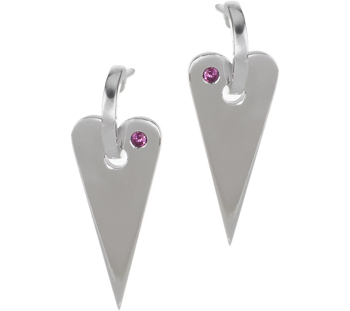 Franco P Sterling Hearts Rhodolite Accent Earrings