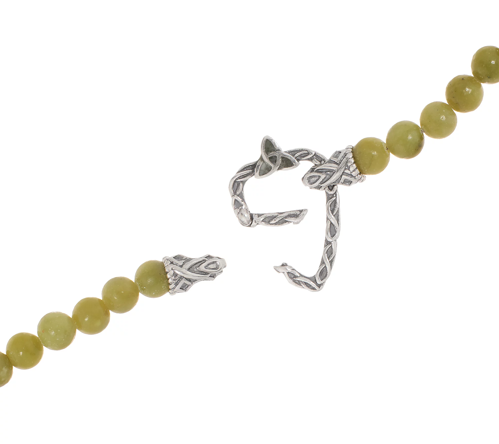 Connemara Marble Irish Beaded Necklace with Clasp, Sterling silver