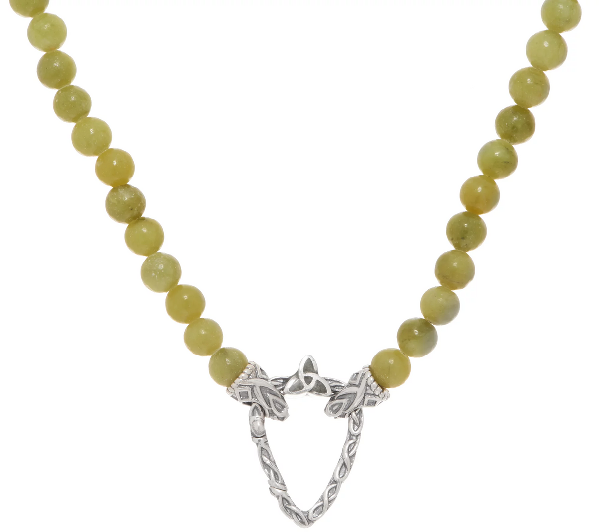 Connemara Marble Irish Beaded Necklace with Clasp, Sterling silver