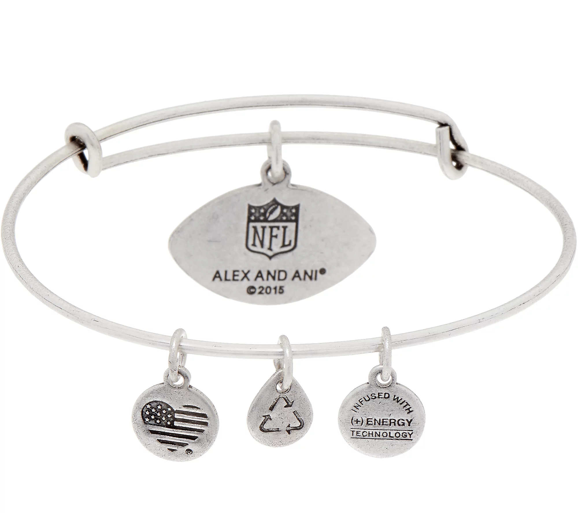 Alex and Ani Silvertone  Saints Charm Bangle, Size 7-1/2"