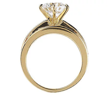 DMQ SS 14K Gold Clad Round & Baguette Ring, Size 7