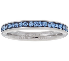 Stainless Steel December-Blue Birthstone Eternity Crystal Ring Size 7