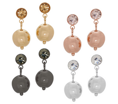 Joan Rivers Set of 4 Metallic Drop Earrings with Crystal