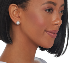 Diamonique Round Pave Sterling Silver Studs